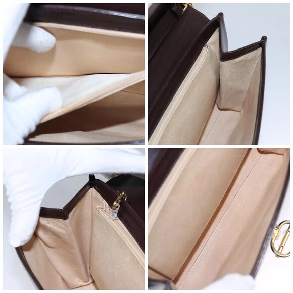 GUCCI Chain Shoulder Bag Leather Brown Gold Auth ep7469 - Picture 15 of 16